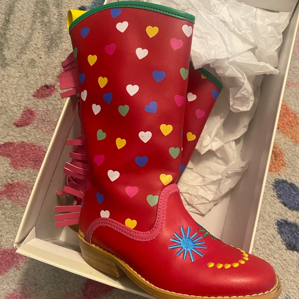 Stella McCartney Red Heart Pattern Kids Boots